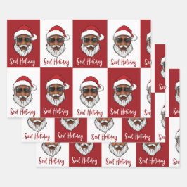 Black Santa Christmas Geschenkwrap  Geschenkpapier Set