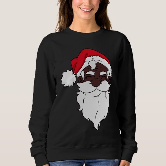 Black Santa Claus Afro Santa Face Xmas Sweatshirt (Vorderseite)