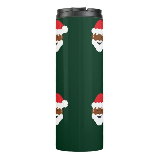 Black Santa Claus Brown Skin Green Weihnachten Thermosbecher (Rückseite)