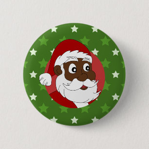 Black Santa Claus Cartoon Button