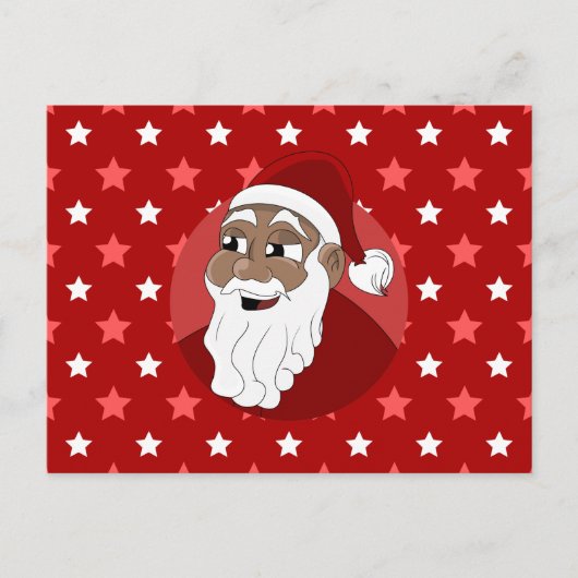 Black Santa Claus Cartoon Feiertagspostkarte (Vorderseite)