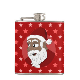 Black Santa Claus Cartoon Flachmann