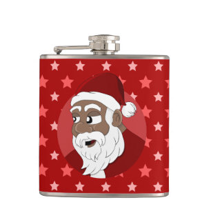 Black Santa Claus Cartoon Flachmann