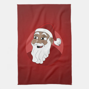 Black Santa Claus Cartoon Geschirrtuch