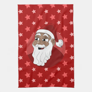 Black Santa Claus Cartoon Geschirrtuch