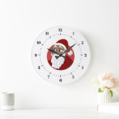 Black Santa Claus Cartoon Große Wanduhr (Zuhause)