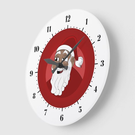Black Santa Claus Cartoon Große Wanduhr (Winkel)