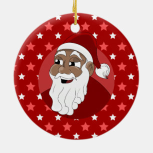 Black Santa Claus Cartoon Keramik Ornament