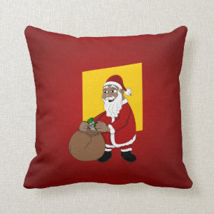 Black Santa Claus Cartoon Kissen