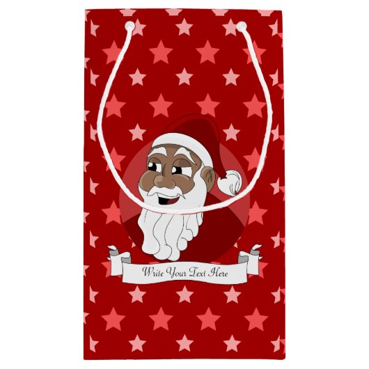 Black Santa Claus Cartoon Kleine Geschenktüte (Rückseite)