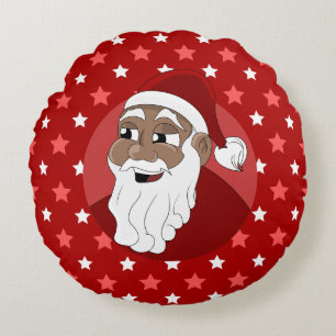 Black Santa Claus Cartoon Rundes Kissen