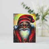 Black Santa Claus Christmas Blank Postkarte (Stehend Vorderseite)
