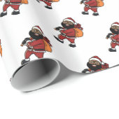 Black Santa Claus Christmas Geschenkpapier (Rolleneckpunkt)