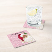 Black Santa Claus Cranberry Stripe Rechteckiger Pappuntersetzer (Vor Ort)