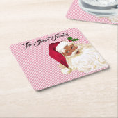 Black Santa Claus Cranberry Stripe Rechteckiger Pappuntersetzer (angewinkelt)