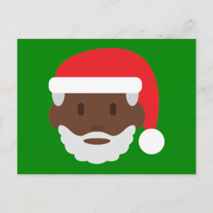 black santa claus emoji feiertagspostkarte