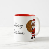 Black Santa Claus Frohe Weihnachts-Tasse Zweifarbige Tasse (VorderseiteRechts)