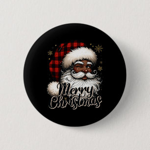 Black-Santa Claus Frory Weihnachten Karierte Feier Button