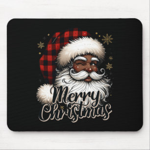 Black-Santa Claus Frory Weihnachten Karierte Feier Mousepad