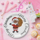 Black Santa Claus Frory Weihnachtspapier Platte Pappteller (Party)