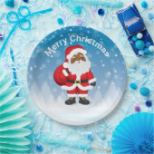 Black Santa Claus Frory Weihnachtspapier Platte Pappteller (Party)