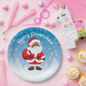 Black Santa Claus Frory Weihnachtspapier Platte Pappteller (Party)