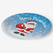Black Santa Claus Frory Weihnachtspapier Platte Pappteller (Schrägansicht)