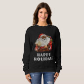 Black Santa Claus Happy Holidays Sweatshirt (Vorne ganz)