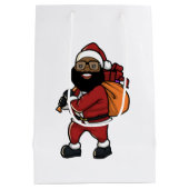 Black Santa Claus Holiday Geschenktasche Mittlere Geschenktüte (Rückseite)