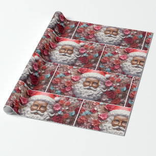 Black Santa Claus Melanin Weihnachten 3D St. Nick Geschenkpapier