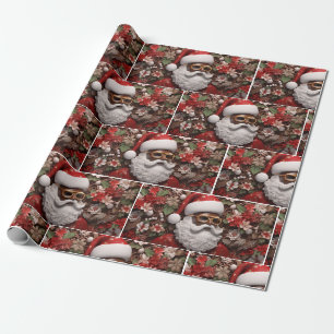 Black Santa Claus Melanin Weihnachten 3D St. Nick Geschenkpapier