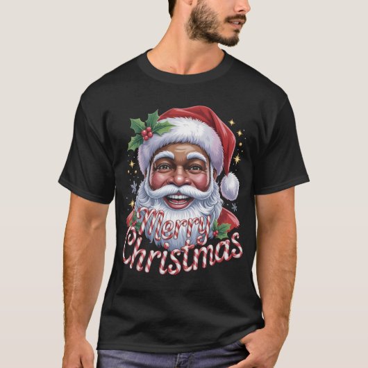 Black Santa Claus Merry Christmas Shirt African Am (Vorderseite)