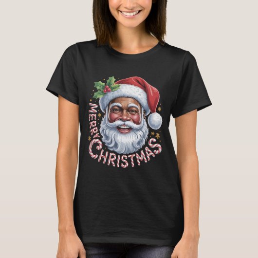 Black Santa Claus Merry Christmas Shirt African Am (Vorderseite)