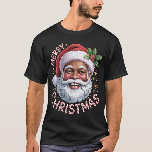 Black Santa Claus Merry Christmas Shirt African Am (Vorderseite)