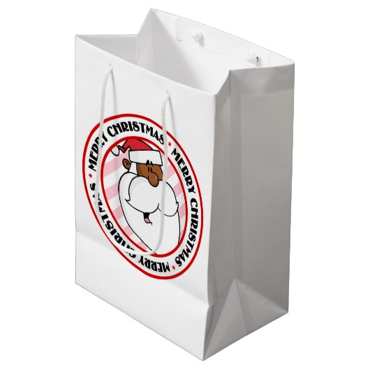 Black Santa Claus Mittlere Geschenktüte (Vorderseite Schrägansicht)