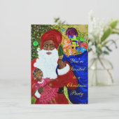 Black Santa Claus Party Einladungen - individuell (Stehend Vorderseite)