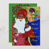 Black Santa Claus Party Einladungen - individuell (Vorne/Hinten)