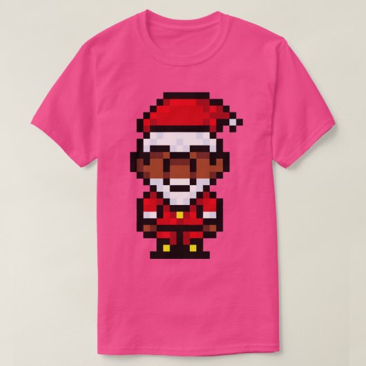 Black Santa Claus Pixel Art T-Shirt (Design vorne)