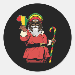 Black Santa Claus Rasta Hat Weiha Rastafarian Runder Aufkleber
