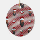 Black Santa Claus Red Striping Keramik Ornament (Links)