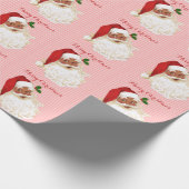 Black Santa Claus Red White Wrapping Paper Geschenkpapier (Ecke)