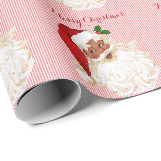 Black Santa Claus Red White Wrapping Paper Geschenkpapier (Rolleneckpunkt)
