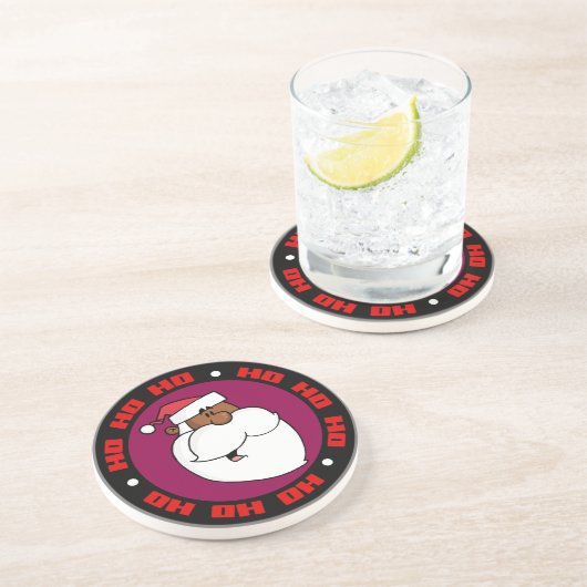 Black Santa Claus Sandstein Untersetzer (Seite)