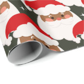 Black Santa Claus Sparkle Ästhetik Xmas Green Geschenkpapier (Rolleneckpunkt)