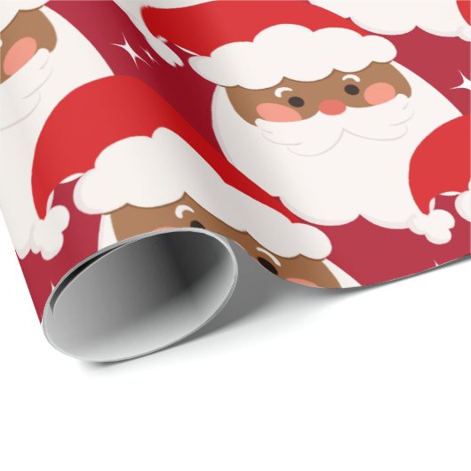 Black Santa Claus Sparkle Ästhetisches Weihnachtsr Geschenkpapier (Rolleneckpunkt)