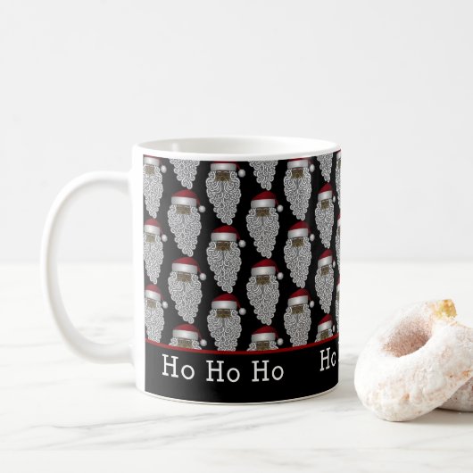 Black Santa Claus Weihnachten Kaffeetasse (Mit Donut)
