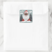 Black Santa Claus Weihnachten Quadratischer Aufkleber (Tasche)