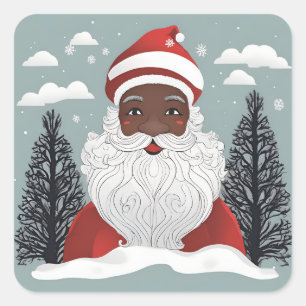 Black Santa Claus Weihnachten Quadratischer Aufkleber