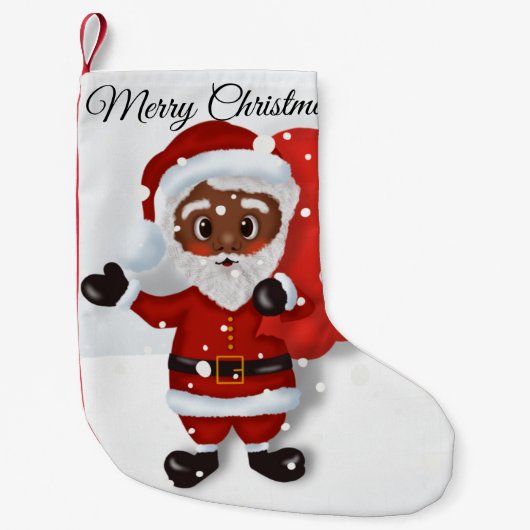 Black Santa Claus Weihnachten Strumpf Kleiner Weihnachtsstrumpf (Vorderseite)