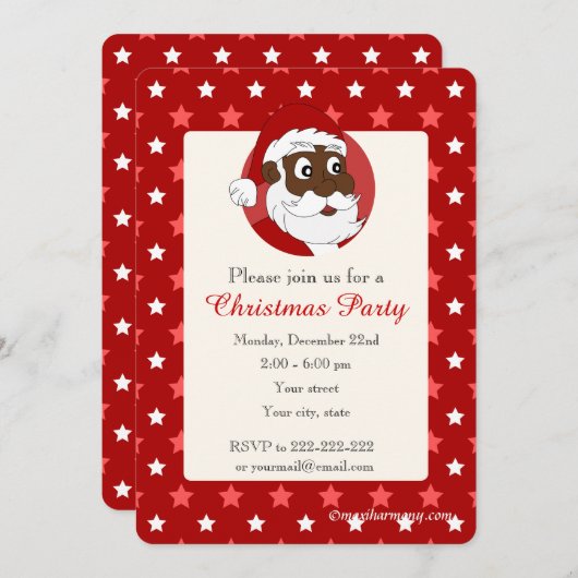 Black Santa Claus Weihnachts-Party Einladung (Vorne/Hinten)